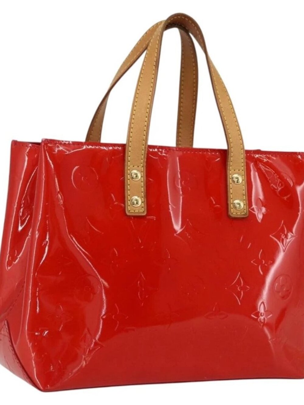 LOUIS VUITTON Monogram Vernis Reade PM Hand Bag Red Rouge M91088 LV Auth 170927